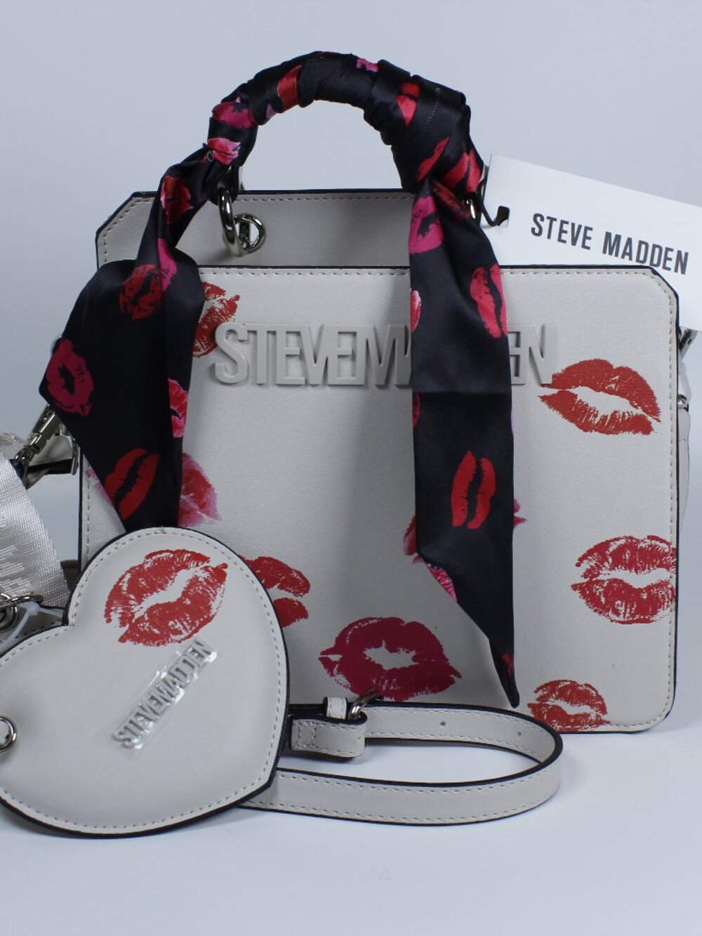 Steve Madden Valentine’s Kisses‎ Satchel Bag - White/Red - NWT